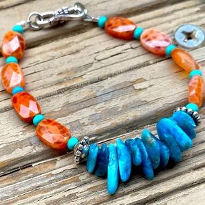 Bracelet  Sundance style handcrafted with Apatite & turquoise